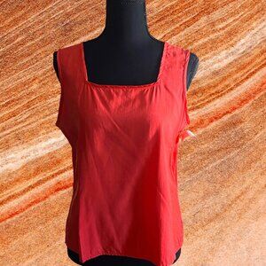 Casual Corner, 100% Silk, Coral Shell, Square Neck, Medium